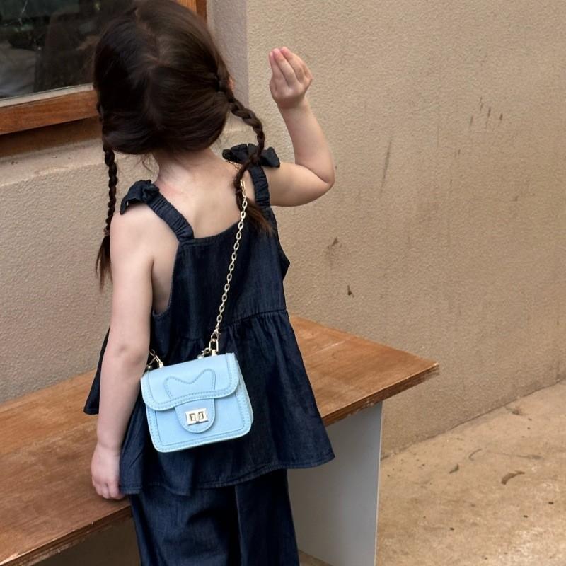 Pure Button Pearl Colour Handheld Kid Trendy Stitching Shoulder Small Bag Square