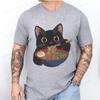 Футболка Рамен Кот для Женщин Мужчин Японский Стиль Любитель Кошек Футболка Каваи Мультяшные Футболки с Коротким Рукавом Мужская Одежда Футболка Топы
