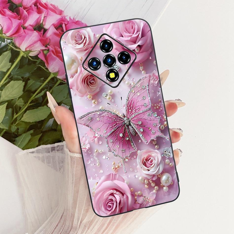 For Infinix Zero 8 8i X687 X687B Cute Flower Butterfly Cat Painted Case For Infinix Zero8 Zero8i Black Silicone Soft Phone Cases