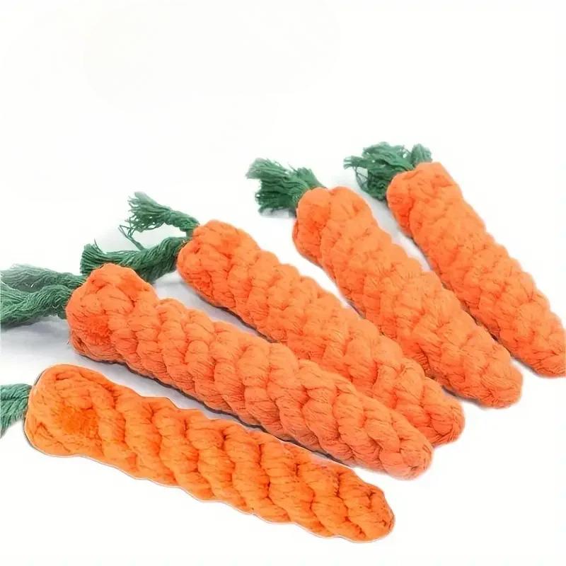 Dog Toy Carrot Knot Rope Ball, Cotton Rope Dumbbell for Puppy, Teeth Cleaning, Durable Bite Resistant Pet Supplies