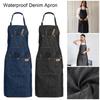 1 шт. Парикмахерский тканевый джинсовый фартук с регулируемой длиной, рабочая одежда для салона красоты с карманами, водонепроницаемая униформа парикмахера.