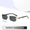 Солнцезащитные очки без оправы, модные, мужские, деловые, с металлическими краями, затемненные, для защиты от УФ-лучей, для защиты глаз, ретро-солнцезащитные очки