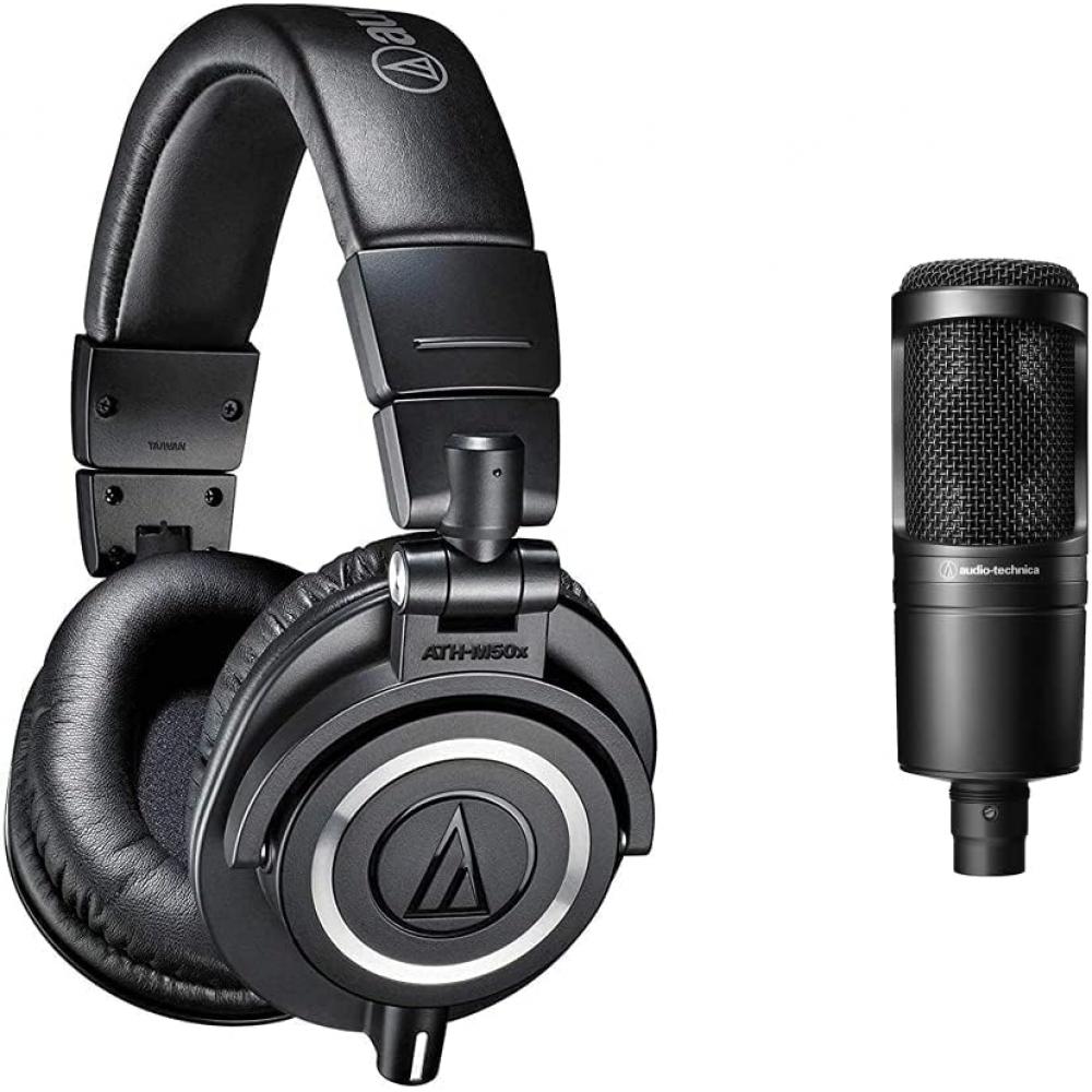 Audio Technica Professional Monitor Headphones Ath M50x Audio Technica Condenser Microphone At2020 Headphone+ Condenser Microphone Black Wired