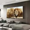 Черно-белые львы, картины на холсте на стене, художественные постеры и принты, африканские животные, голова к голове, картина Куадрос, домашний декор