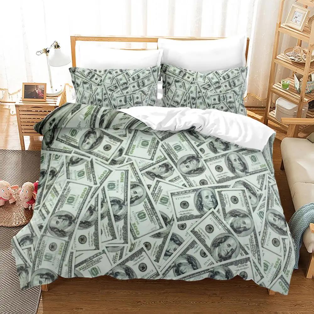 Комплект постельного белья Dollars 3D Print Banknotes Пододеяльник Домашний текстиль Single Twin Full King Size с наволочками Dropshipping