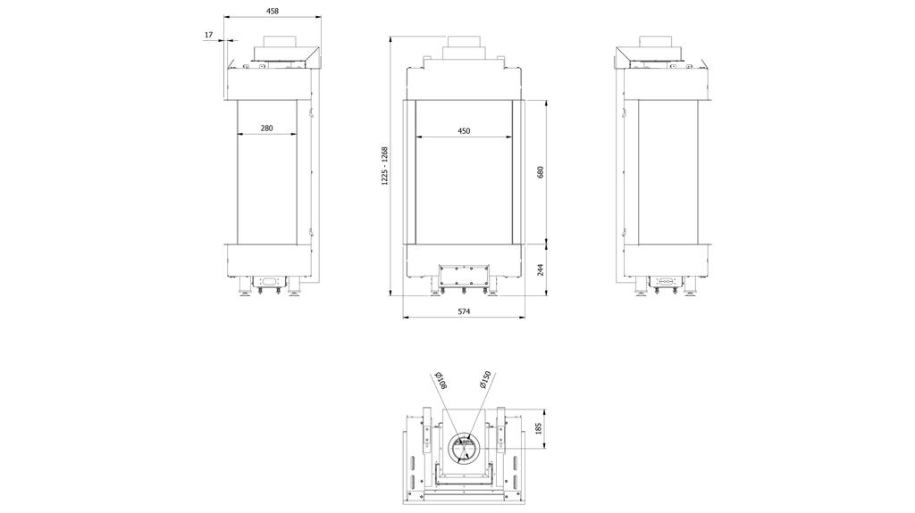 Газовый камин KRATKI LEO 45/68 тройное остекление пропан-бутан FI 100/150 4,1 кВт