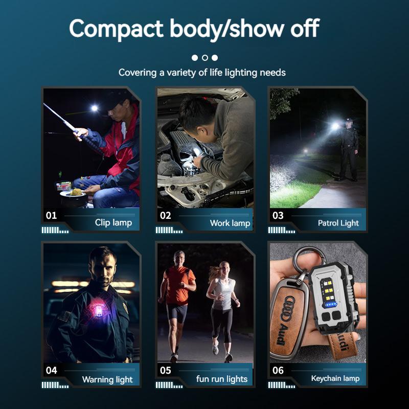 Портативный мини-брелок, светодиодный яркий фонарик, двойной источник света, уличный, для кемпинга, рыбалки, многофункциональный инструмент, фонарь, лампа
