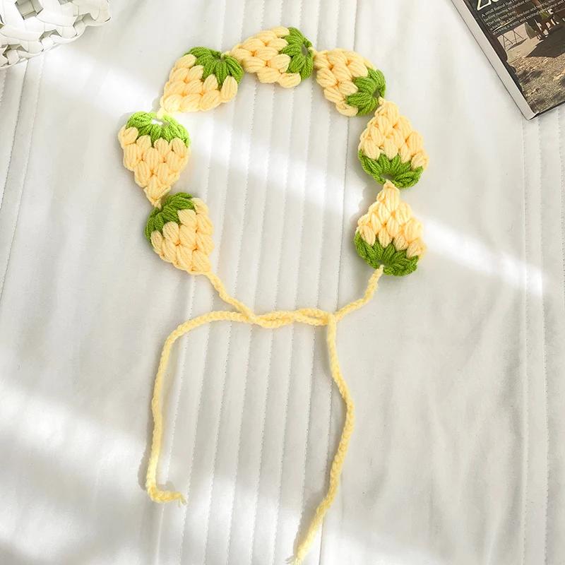 Милые и симпатичные повязки на голову с клубникой ручной работы Ins Style для женщин, весенние дорожные универсальные повседневные фото головные уборы, шарфы для волос