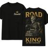 Peterbilt Road King T-Shirt, Skeleton Trucker with Crown Driving Semi Truck Grap