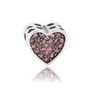 Fashion Pink Hope Charm Beads Suitable For Bracelets And Necklaces Romantic Heart Shape Women Jewelry