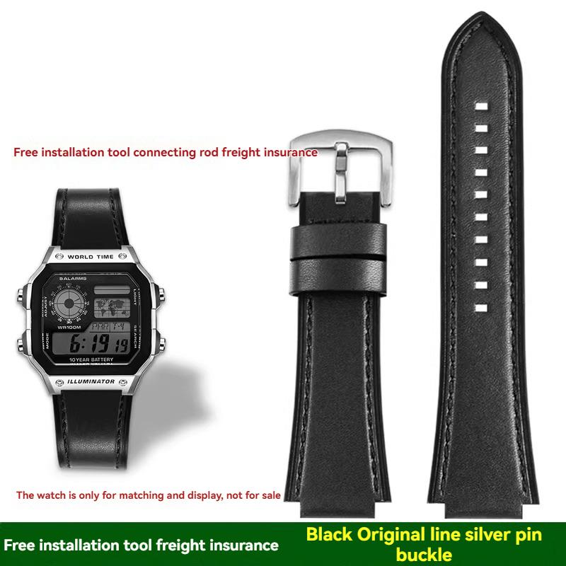 Для Casio маленькие квадратные AE1200/1300/1500 SGW-300/400 W-218 мужские оригинальные ремешки для часов из натуральной кожи аксессуары