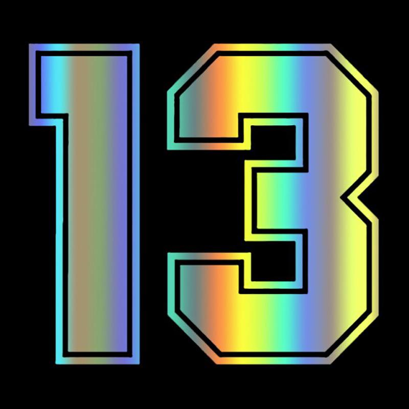 Наклейка на автомобиль номер 13, забавная наклейка на автомобиль, креативная красочная наклейка на заднее окно автомобиля, украшение для мотоцикла, наклейка с внешним номером автомобиля, часть
