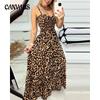 Summer Woman Halter Dress Leopard Print Halter V-neck Dress High Waist Dress Sexy Temperament Fashion Long Dress