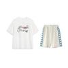 Li-Ning American Vintage Hand-Painted Logo Round Neck Pullover Short Sleeve Fashion Comfortable Shorts Casual Sports Suit AHSU745-2+YKSV129-1