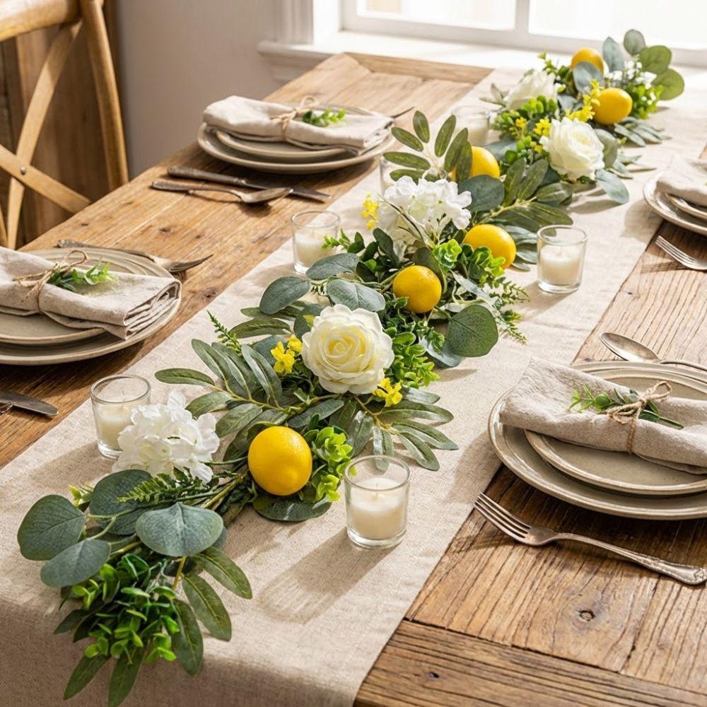 Realistic Artificial Lemon Garland Eucalyptus Leaves Simulation Lemon Vine Kitchen Decor