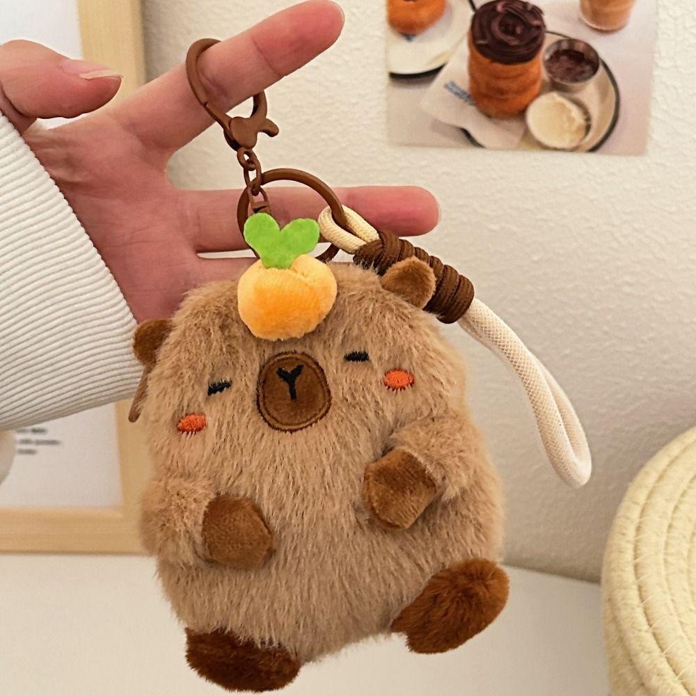 Cartoon Capybara Coin Purse Plush Stuffed Guinea Pig Bag Pendant Funny Plush Doll Keychain  Unisex