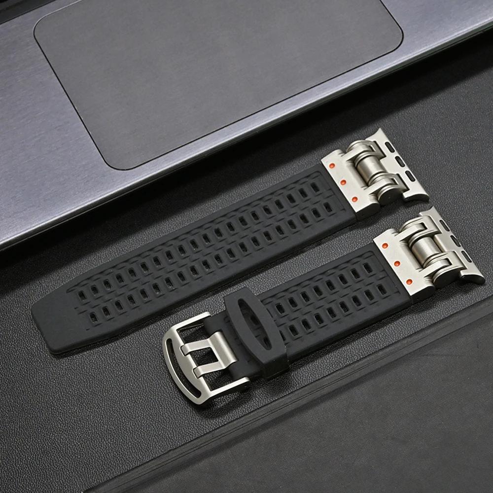 Силиконовый ремешок для Apple Watch Ultra 2 Серии 9 8 7 6 5 4 Se 3 титанового цвета для iwatch ultra2 49 мм 45 мм 44 42 мм