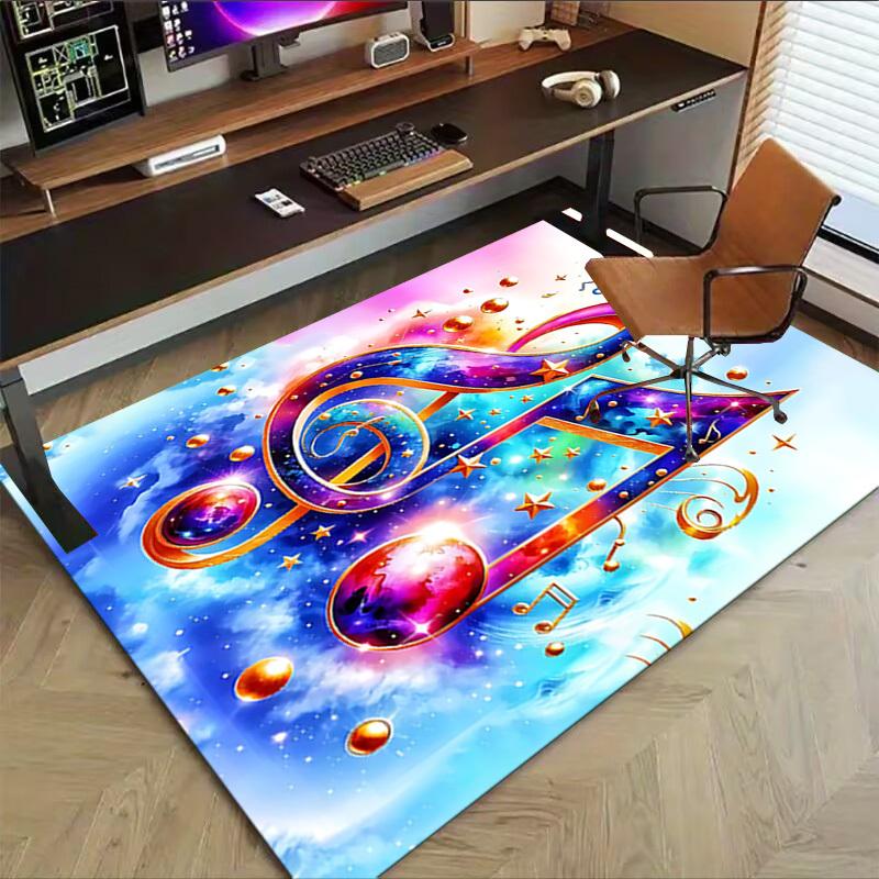 1 шт. Музыкальная нота Космический Extra Large Нескользящий коврик для пола, Офис, семья, спальня Большой ковер Ковер для помещений, Яркие цвета