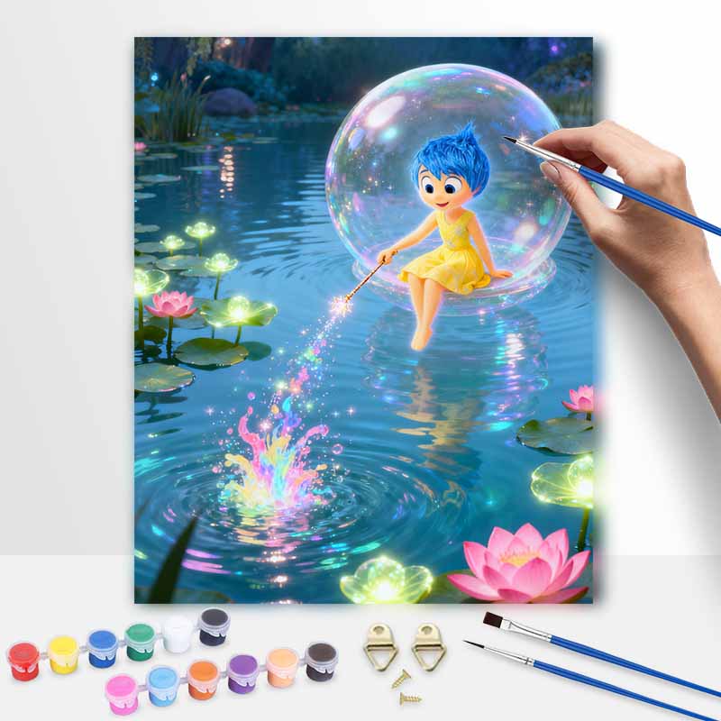 Disney oil painting handcolored painting fairy lake sparkle magic living room decoration hanging painting wall painting