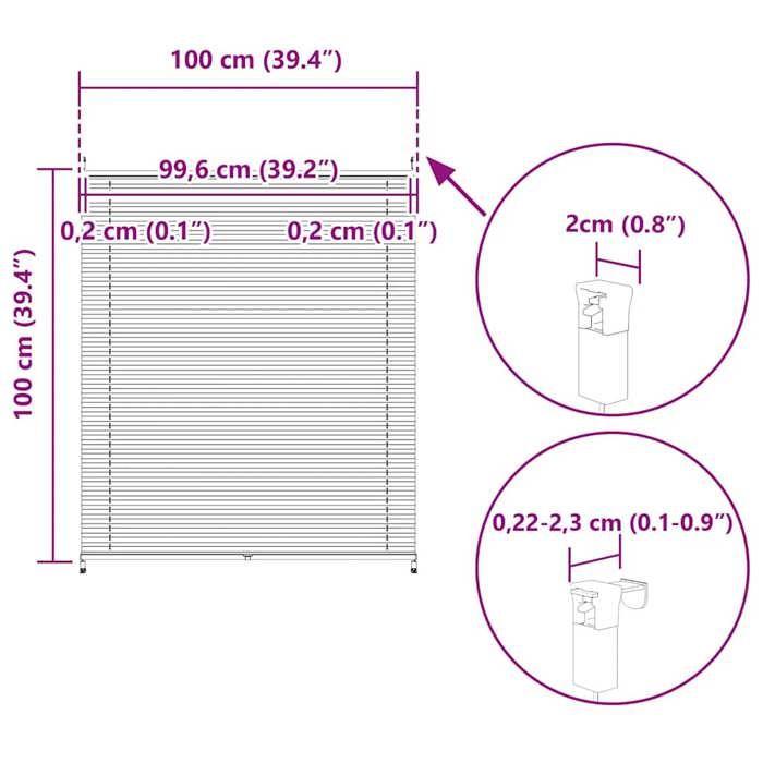 VidaXL Store Plissé Blanc 100x100cm Occultant Tamisant Fenêtre Store Vénitien 240609
