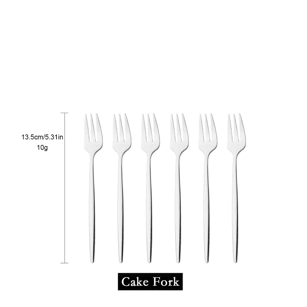 Набор из 6 мини-вилок для фруктового торта, закуски, набор из нержавеющей стали для чая, фруктовая вилка, десертная вилка, зеркальная золотая маленькая вилка для салата, столовая посуда