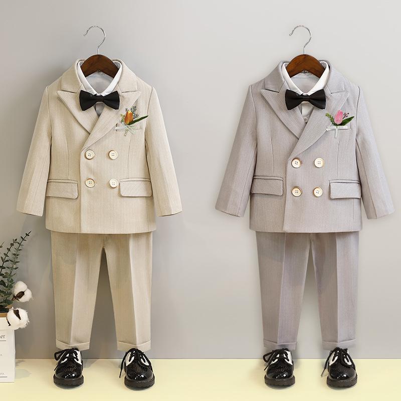 Children's Suit Formal Wear Spring Set Flower Boy Wedding Outfit Baby First Birthday Suit Boys Performance Costume