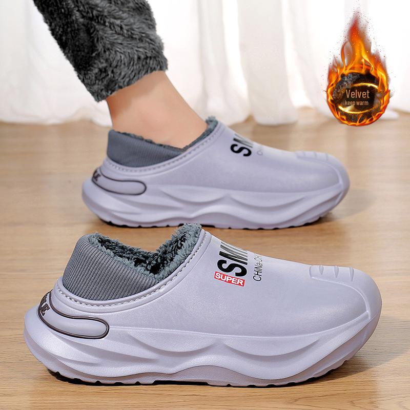 2024 Мужские водонепроницаемые нескользящие хлопковые тапочки для зимы — теплые, большого размера, идеально подходят для вождения и использования на открытом воздухе