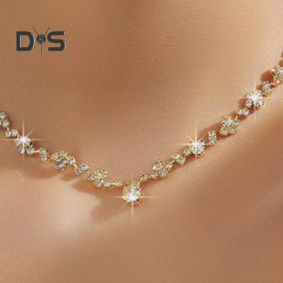 3 шт./комплект женский комплект ювелирных изделий горный хрусталь чокер висячие серьги браслет набор регулируемая удлинительная цепочка выпускной вечер невесты свадебные украшения