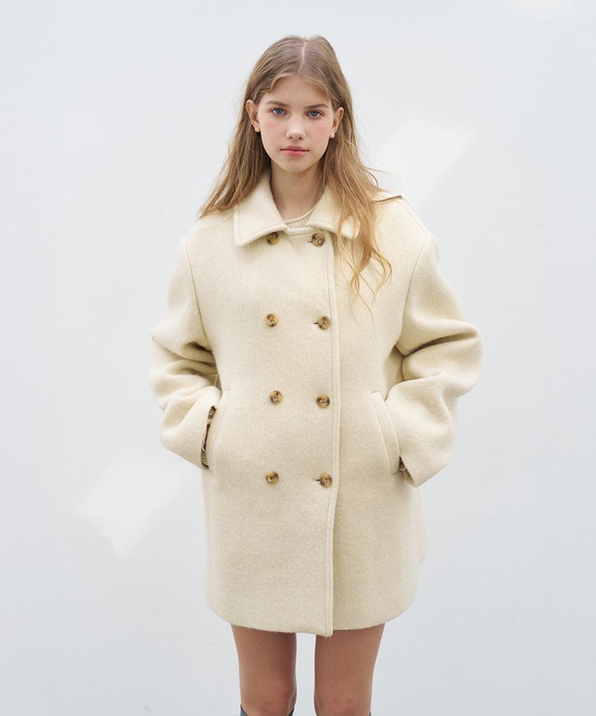Vem.Ver Wool Blended Double Button Half Coat_Cream