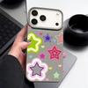 Для чехла iPhone 17 Pro Max Роскошный смешанный красочный узор Звезды Кожаная текстура Силиконовая накладка Для iPhone 16 Pro Max 15 14 13 12 11 16E Air