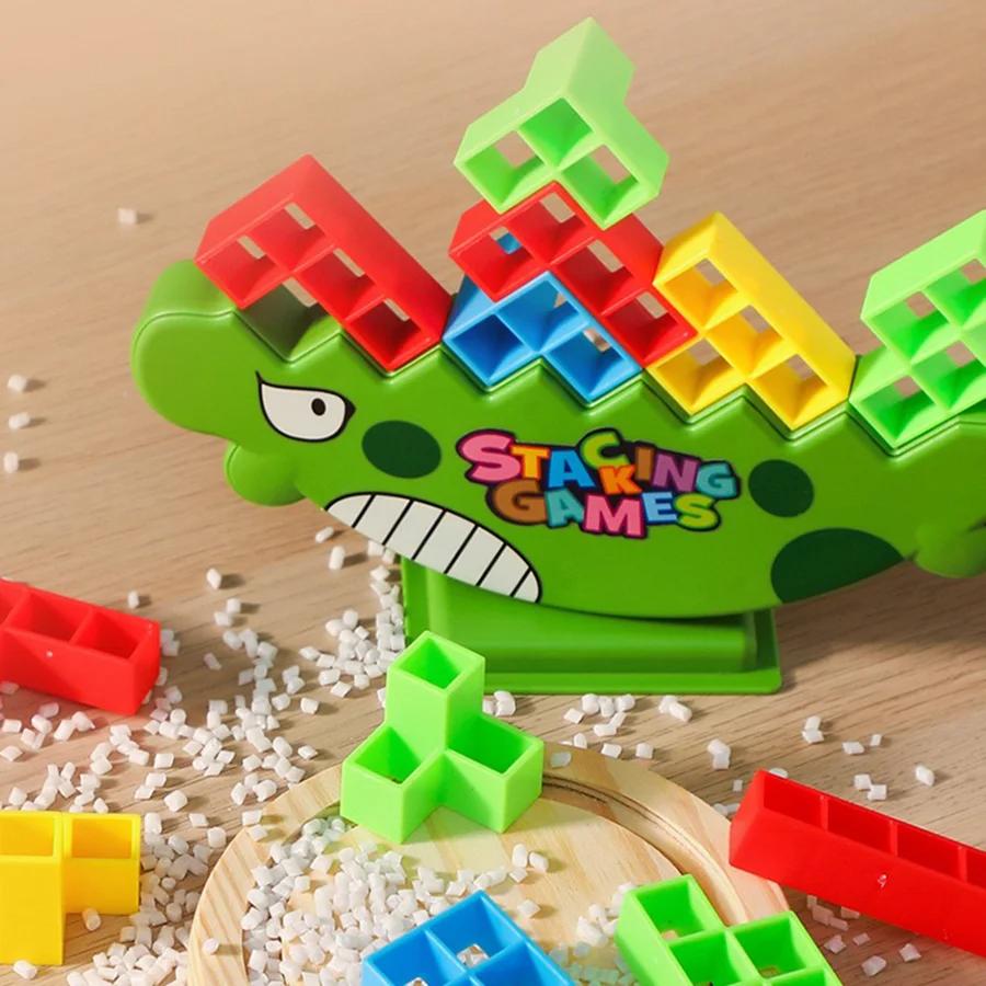 Игра на балансирование Динозавр Строительные блоки Игра для вечеринки Игрушка Построить высоко Блок Тетриса Настольный блок для балансировки Настольная игра-головоломка