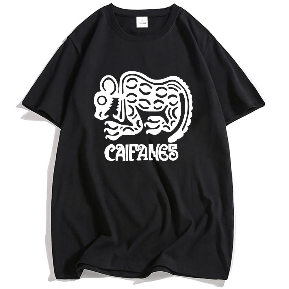 Футболка Rock Band CAIFANES Хлопковая с коротким рукавом Повседневная футболка Гранж Унисекс Уличная одежда Хип-хоп Мода Мужская Женская Футболка