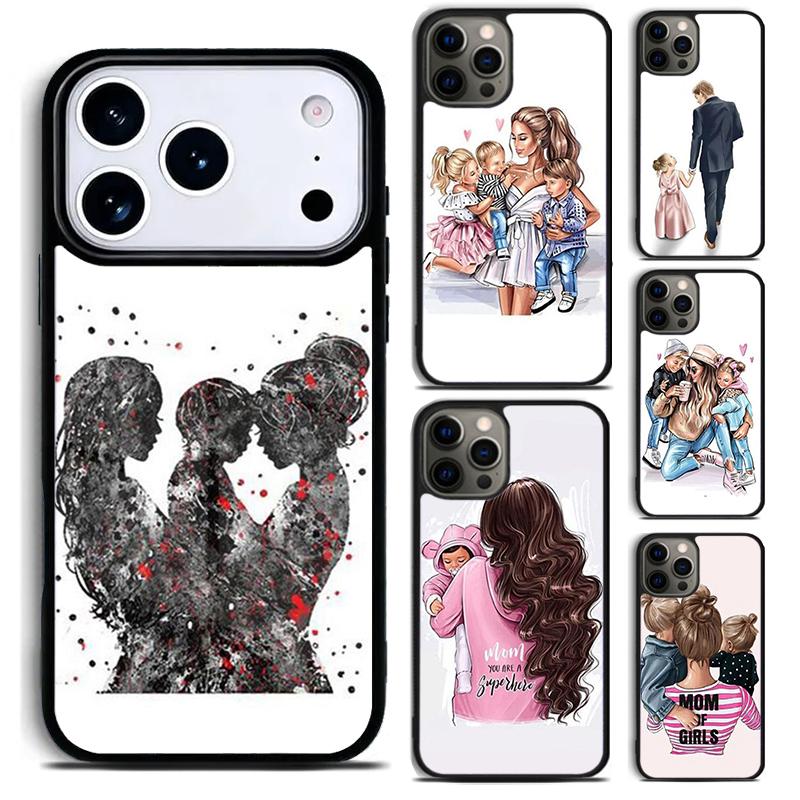 Mom Daughter Girl Son Dad Phone Case for iPhone 17 16 15 Pro Max Air 14 13 12 11 Plus Shockproof Capa Cover