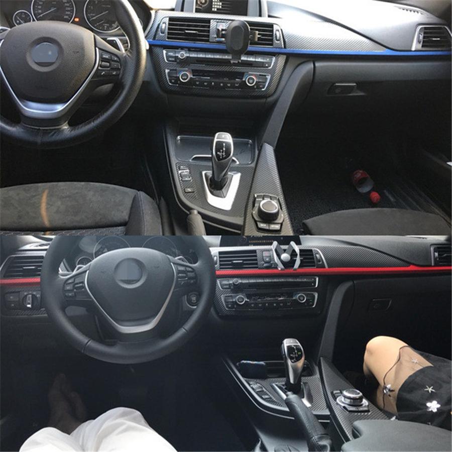 Сделай сам Набор наклеек для отделки салона BMW 3 серии F30 F31, наклейки, стиль «карбоновое волокно»