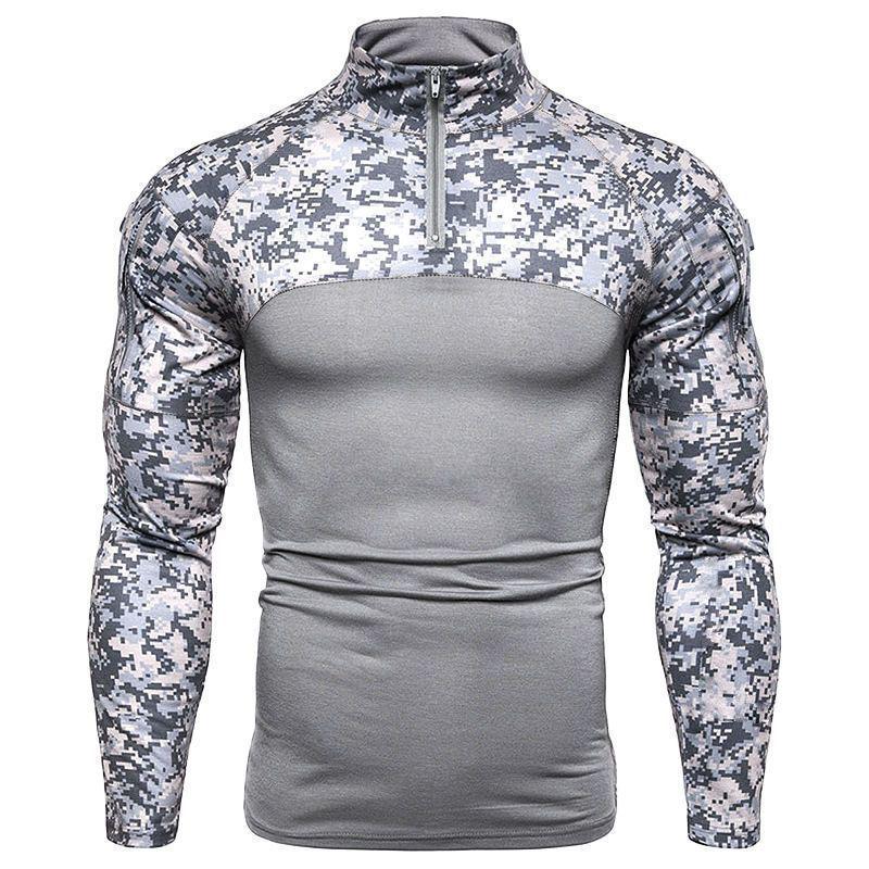 Men's Camouflage Long-Sleeve Military-Style T-Shirt