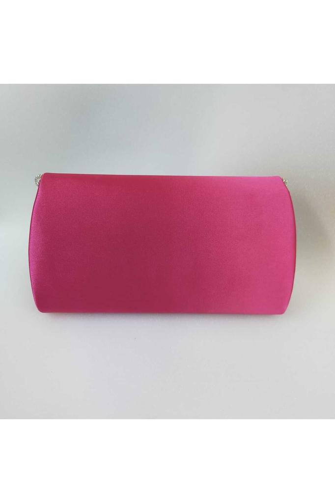 Women's Stylish and Useful Evening Dress Bag Shiny Beige Satin Silver Stone Evening Bag