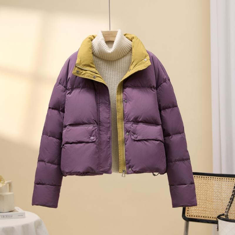 Зимняя толстая теплая женская куртка-пуховик Корейская мода Цветной блок Стеганое пальто