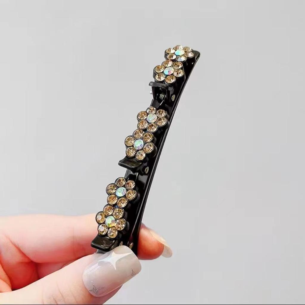 Rhinestones Braided Hair Clips For Girls Hairclip with 3 Flowers Hair Span With Crystalllume Women Hairpin Hair Accessories