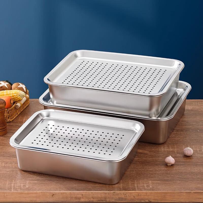 Laino Stainless Steel Rectangular Drain & Wash Basin Set