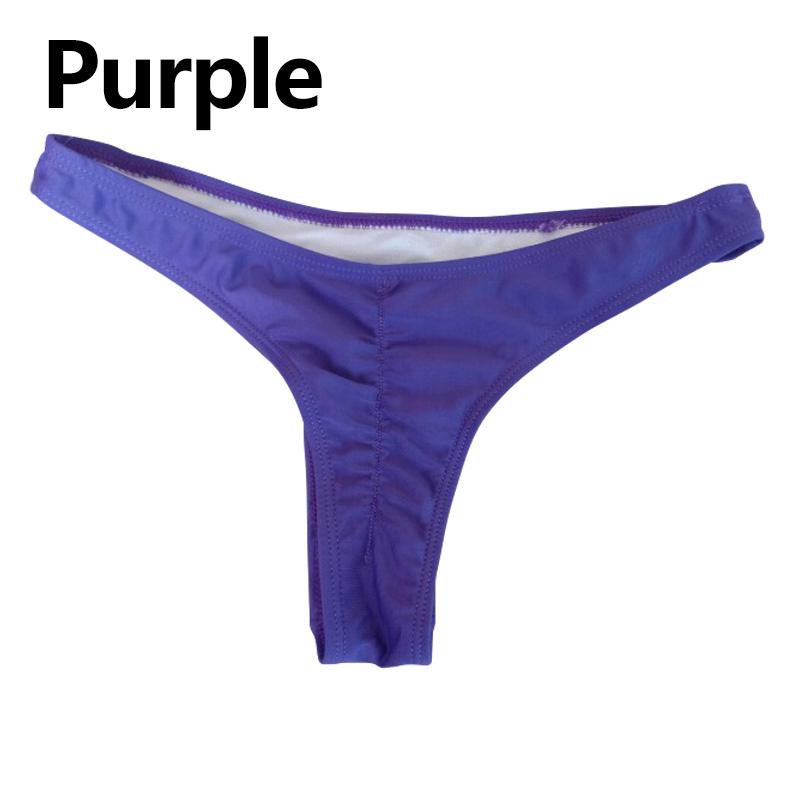 Women's Pleated Swimsuit Briefs Brazilian Bikini Bottom Beachwear Swimwear Thong