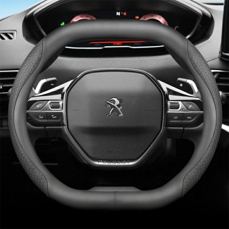 Leather Car Steering Wheel Cover for Peugeot 5008 3008 2008 208 Rifter GT EV 2024 2025 2026 Accessories