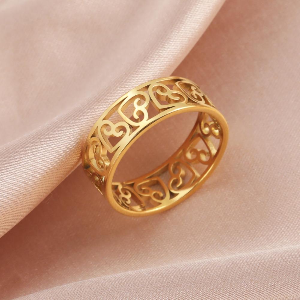 Cazador Cute Hollow Hearts Cutout Couple Rings Stainless Steel Engagement Ring Gold Color Wedding Jewelry Minimalist Mother Day