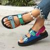 Модная обувь женская 2025 больших размеров с открытым носком женские сандалии на платформе повседневные сандалии женские смешанные цвета круглый носок обувь на среднем каблуке женская