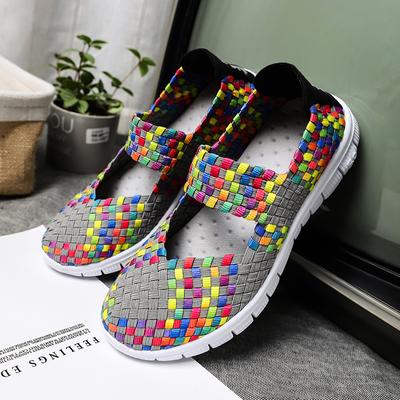 Новая модная женская повседневная обувь, легкие туфли на плоской подошве, женская дышащая тканая обувь