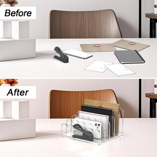 Акриловый органайзер для почты настольный прозрачный сортировщик документов вертикальный держатель для файлов 5-секционная подставка для файлов органайзер для стола