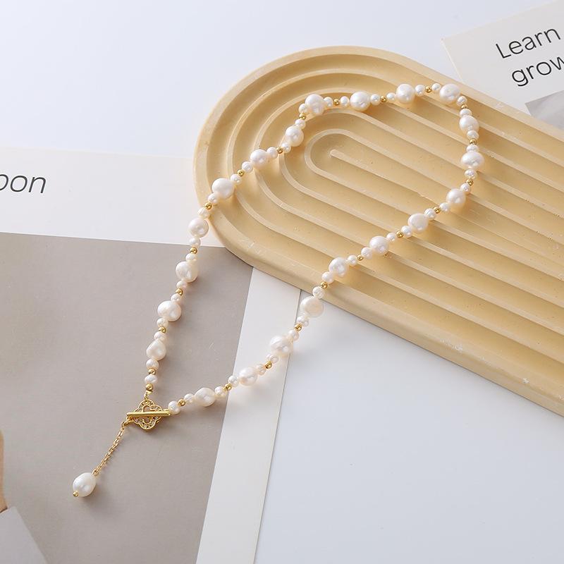 Новый нишевый дизайн, модное ретро-жемчужное ожерелье в стиле барокко, цепочка с клевером на ключицу, аксессуары для шеи, аксессуары для женщин