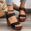 2025 summer new foreign trade high-heeled sandals women's shoes with fish mouth sandals belt buckle high-heeled casual sandals