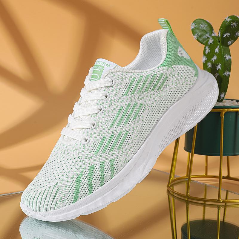 Туфли Женские Весенние Новые Дышащие Сетчатые Туфли из Летающего Трикотажа Мягкая Подошва Большой Размер Повседневные Туфли для Мамы