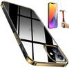Protective Case - PROSHOP - for iPhone 12 - Flexible - Golden Chrome Edge - 2 Tempered Glasses