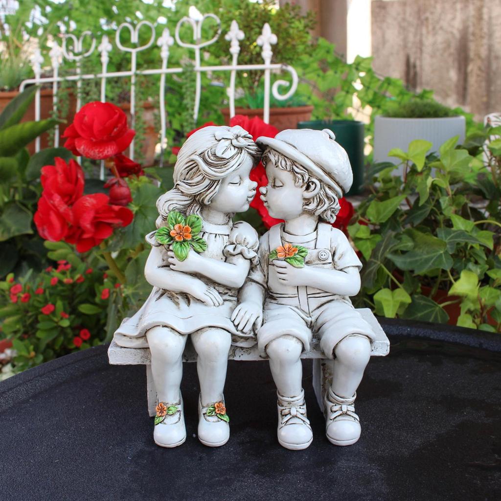 Boy and Girl Statue Outdoor Sculpture Decor Lawn Art Crafts Resin Ornament Sitting On